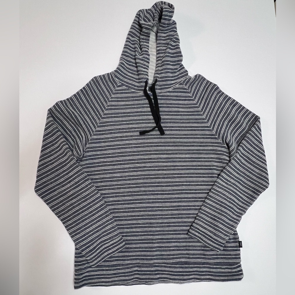 Onia Striped Hoodie Medium Blue White Pullover Cotton Casual Lightweight